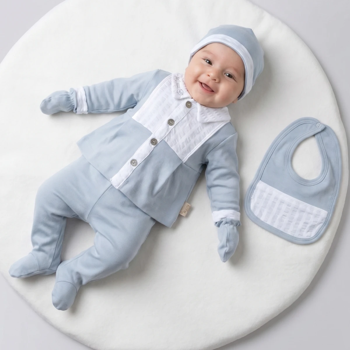 GOFRELİ 5 Lİ ERKEK BEBE ZIBIN TAKIM 4022