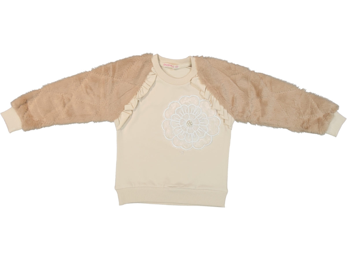 GÖĞÜS ÇİÇEKLİ APLİKELİ 3 İP KIZ ÇOCUK SWEAT 7628