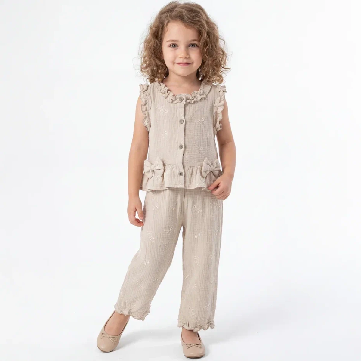 GÖMLEKLİ PANTALONLU KIZ ÇOCUK TAKIM 26160