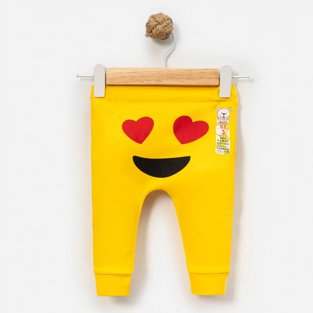 GÖZÜ KALPLİ EMOJİ BASKILI MANŞETLİ BEBE TEK ALT 734704