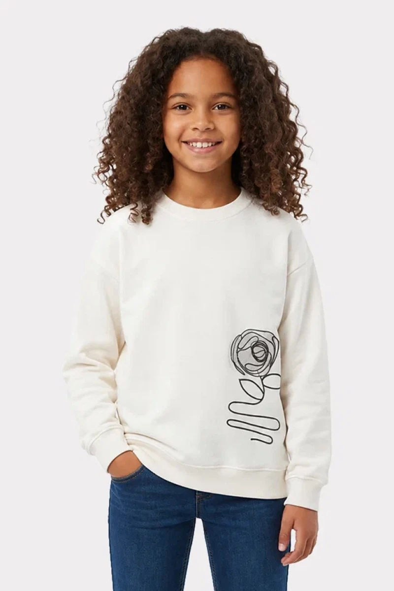 GÜL NAKIŞLI 2 İP KIZ ÇOCUK SWEAT R26748