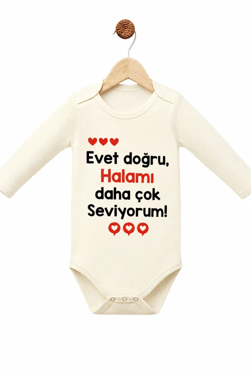 HALAMI DAHA ÇOK SEVİYORUM BASKILI PAMUKLU BADİ 3265