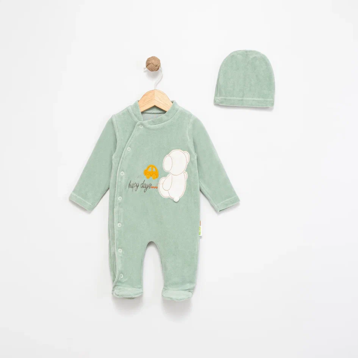 HAPPY DAYS NAKIŞLI KADİFE BEBE TULUM 1260