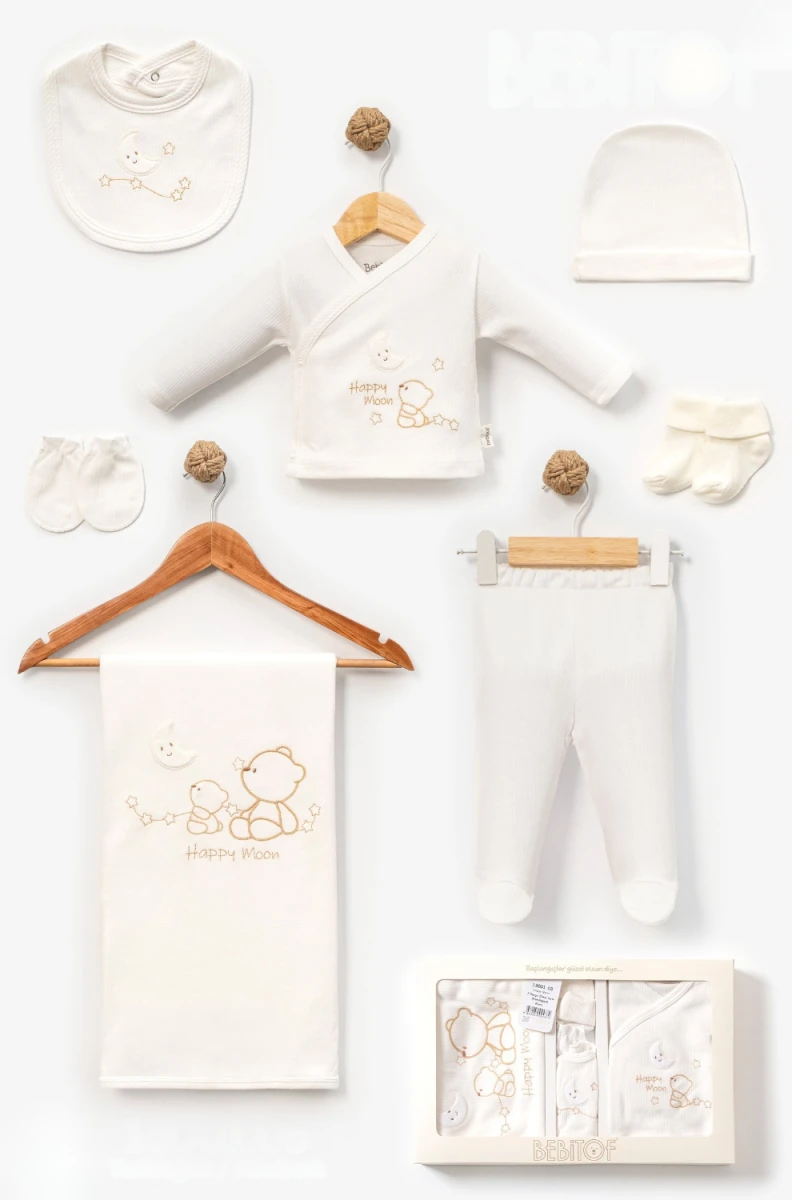 HAPPY MOON NAKIŞLI 7 Lİ BEBE ZIBIN SETİ 13001