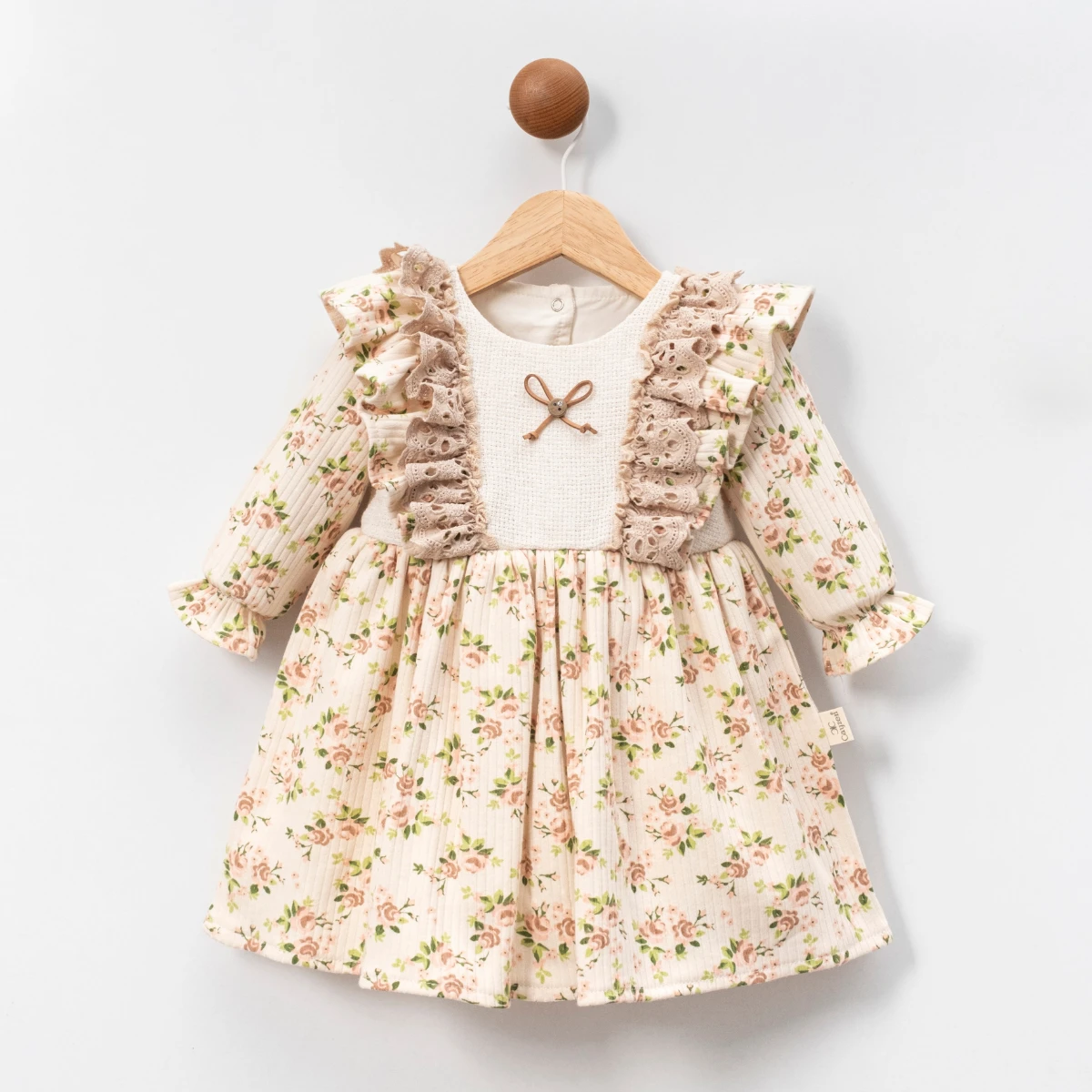 HASIRLI PAMUKLU KIZ BEBE ELBİSE 5013