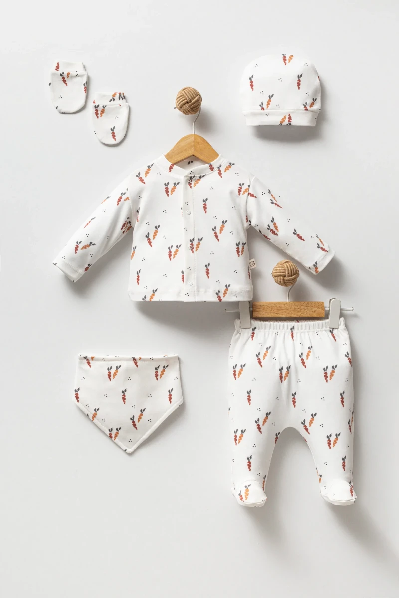 HAVUÇ BASKILI PENYE BEŞLİ BEBE ZIBIN SET 79