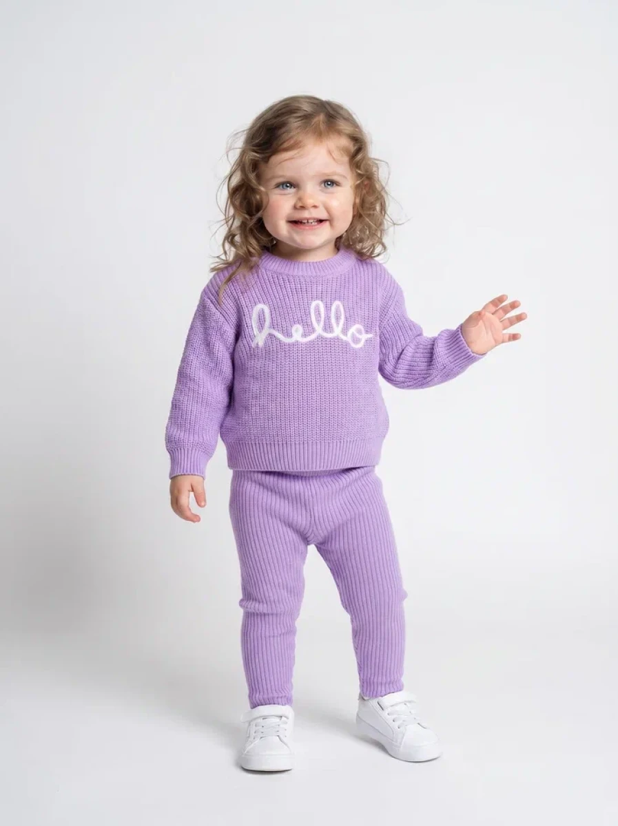 HELLO NAKIŞLI TRİKO BEBE TAKIM 6409