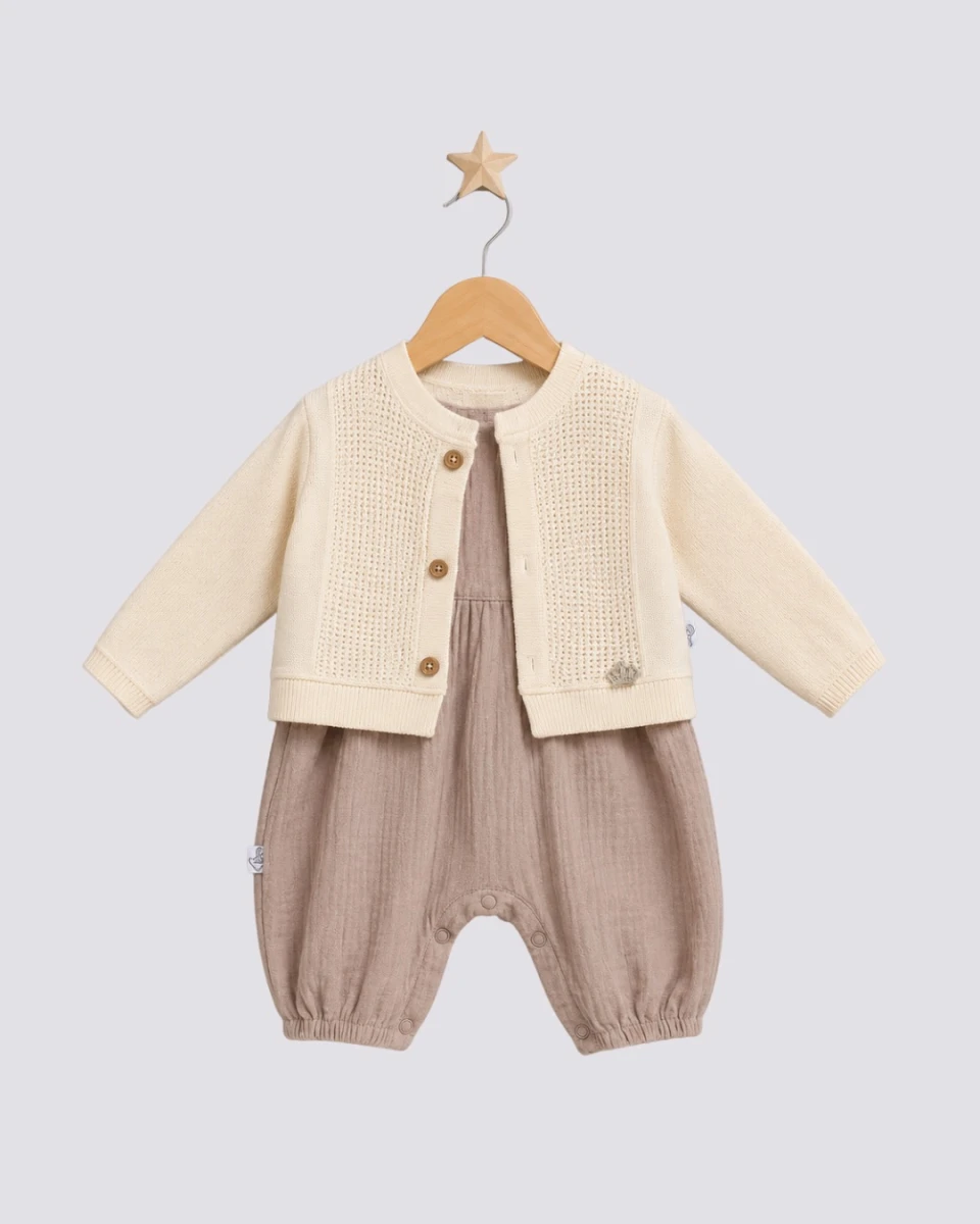 HIRKALI MÜSLİN 2 Lİ KIZ BEBE TULUM 8282