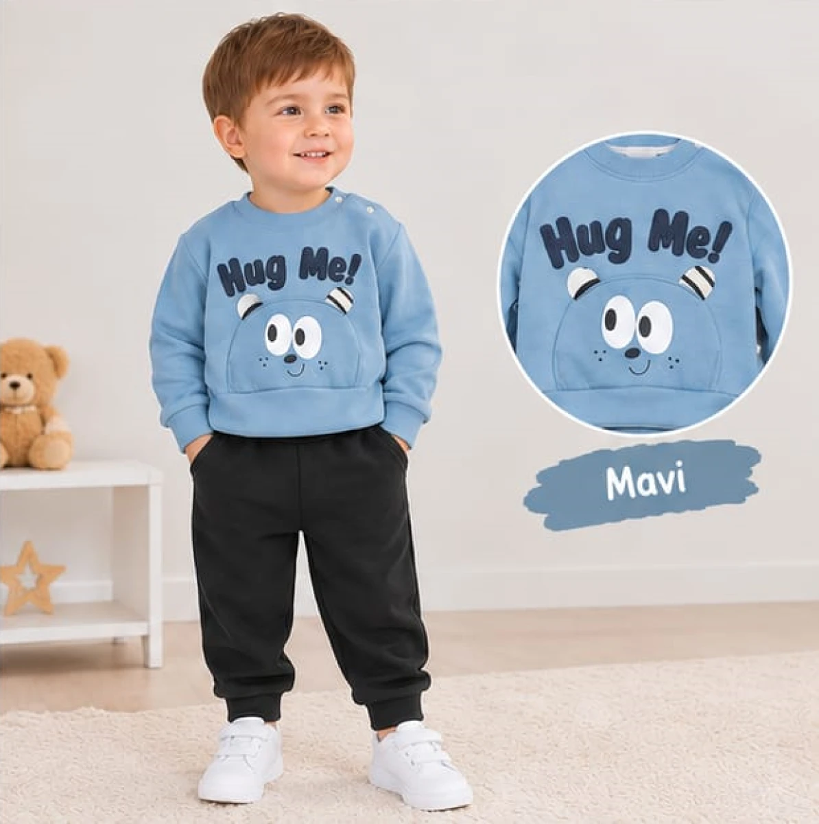 HUG ME NAKIŞLI 3 İP ERKEK BEBE TAKIM  265