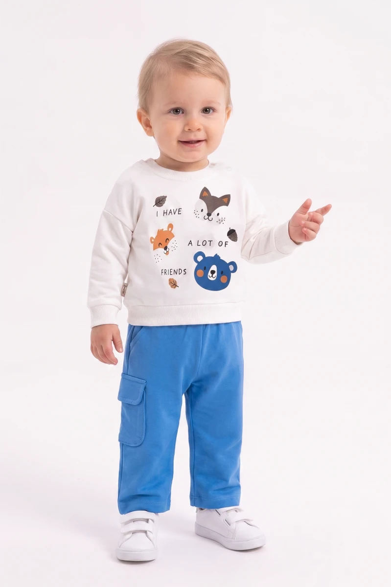 I HAVE A LOT OF FRİENDS BASKILI 2 Lİ ERKEK BEBE TAKIM 4057