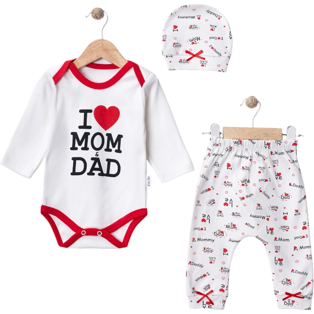 I MOM DAD BASKILI 3 LÜ BADİLİ BEBE TAKIM 1810