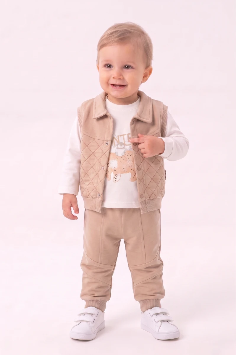 ICE WINTER  BASKILI 3 LÜ ERKEK BEBE TAKIM 4058