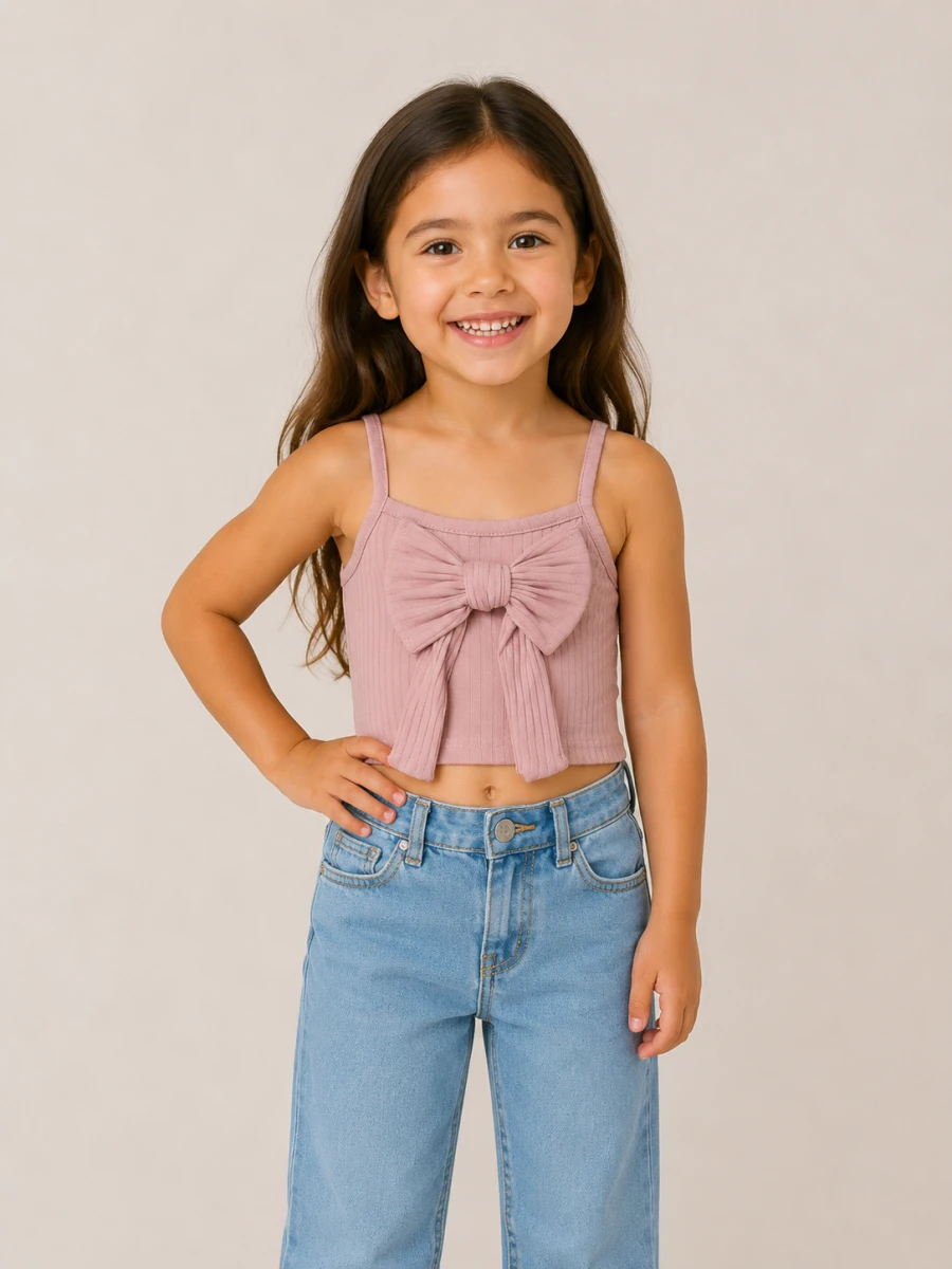 İP ASKILI KURDELELİ KIZ ÇOCUK CROP 2446