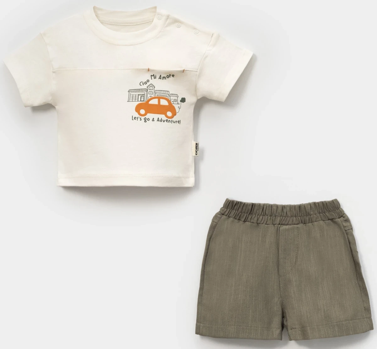 KABARTMA BASKILI KETENLİ ERKEK BEBE YAZLIK TAKIM 4079