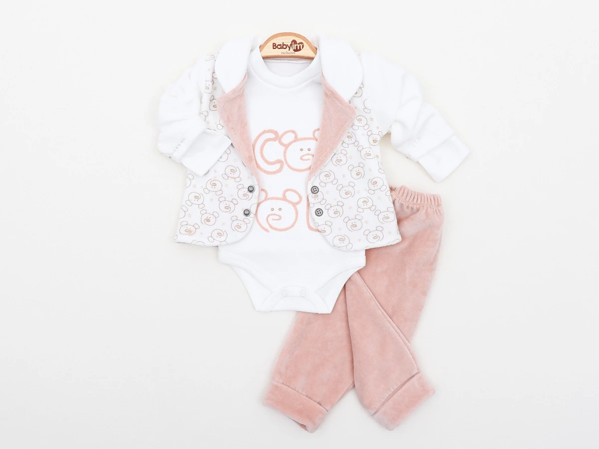 KADİFE CEKETLİ 3 LÜ BEBE TAKIM 2408