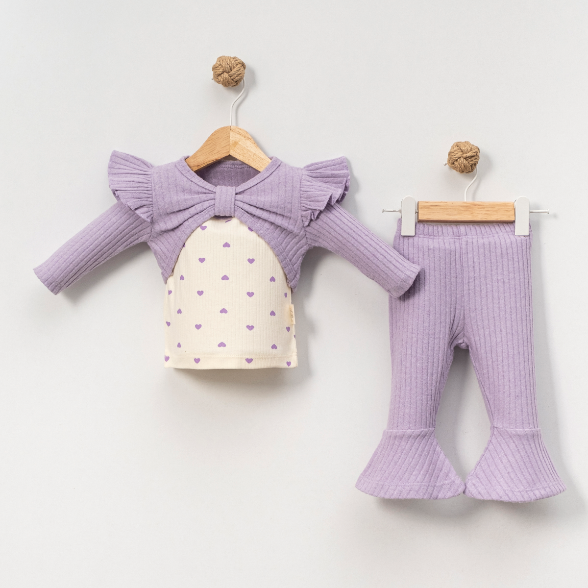 KALP BASKILI BOLEROLU KIZ 2 Lİ BEBE TAKIM 8034