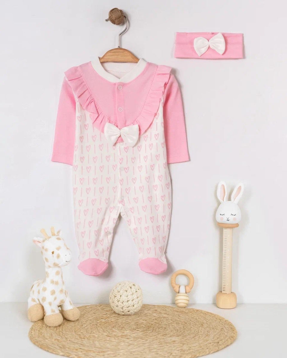 KALP BASKILI FİYONK DETAYLI PENYE BEBE TULUM 105