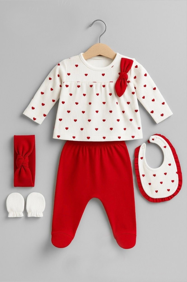 KALP BASKILI OMUZ FİYONKLU FIRFIRLI 5 Lİ ZIBIN SET 0003