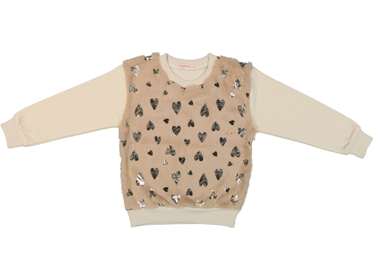 KALP BASKILI ÖNÜ PELUŞ KIZ ÇOCUK SWEAT 7617