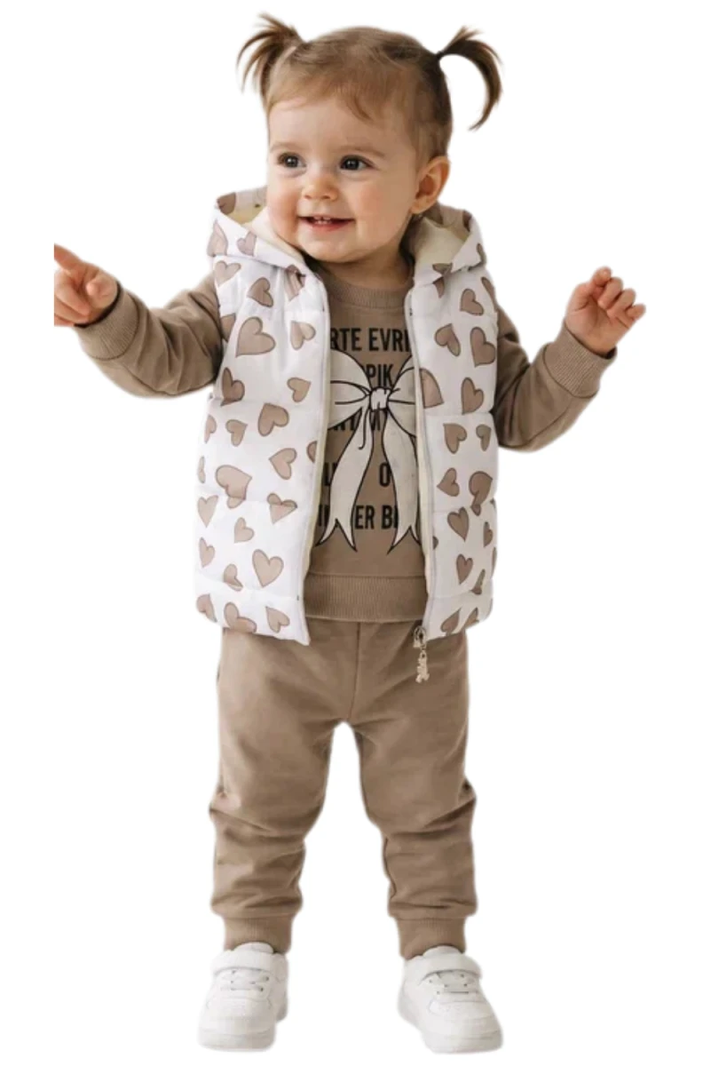 KALP DESENLİ 2 İP KIZ BEBE TAKIM  0303