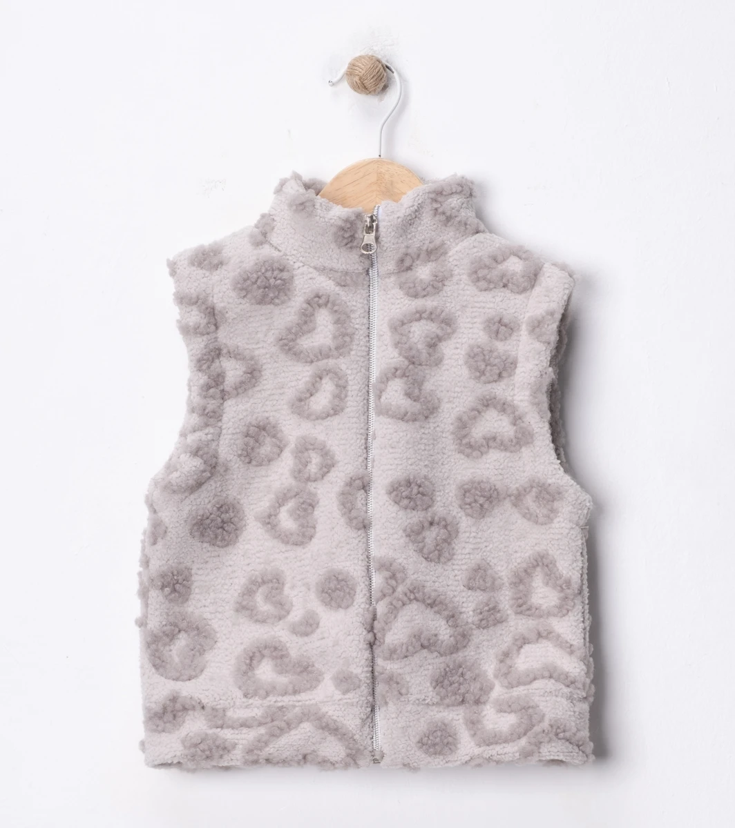 KALP DESENLİ PELUŞ KIZ BEBE YELEK  57664
