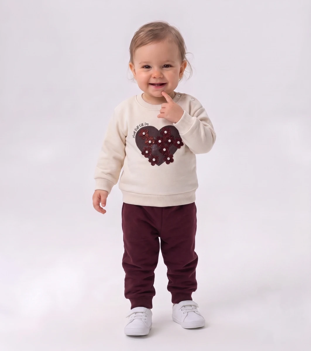 KALP NAKIŞLI 3 İP KIZ BEBE TAKIM 57583