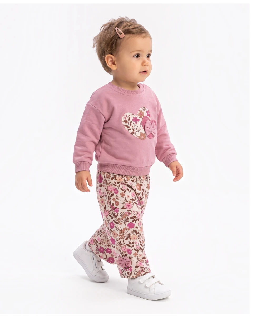 KALP NAKIŞLI FİYONKLU 2 Lİ BEBE TAKIM 3230