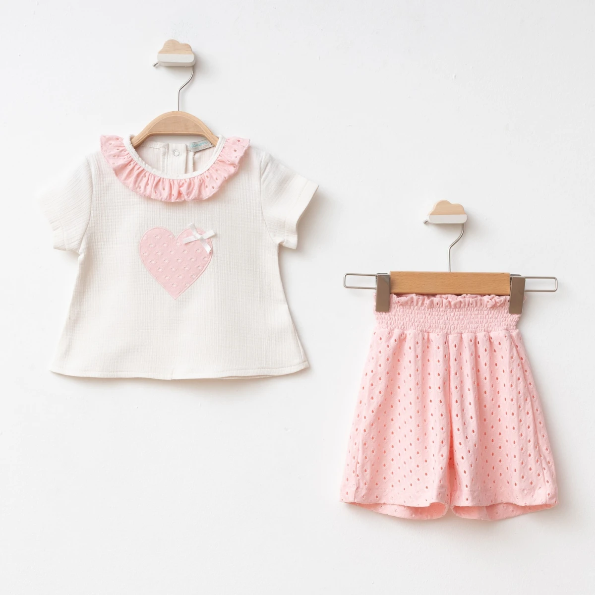 KALP NAKIŞLI GÜPÜRLÜ 2 Lİ KIZ BEBE TAKIM 6632