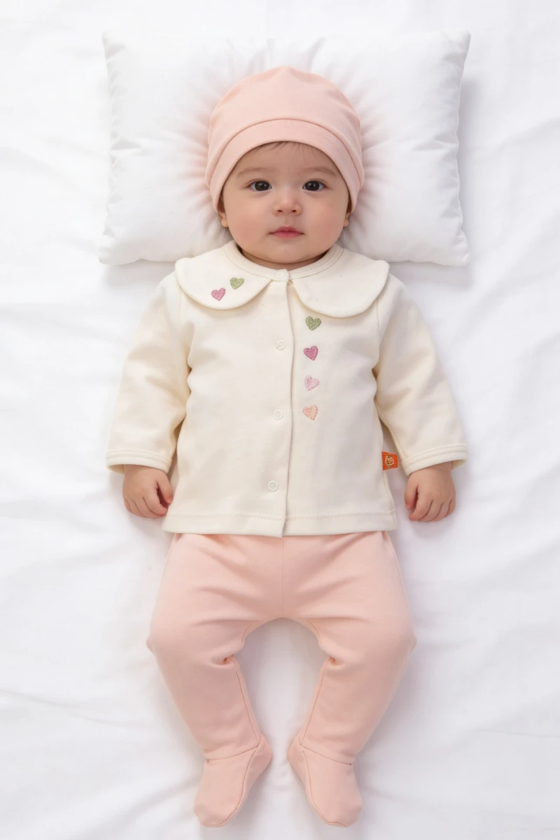 KALPLİ BEBE YAKALI KIZ BEBE 5 Lİ ZIBIN SET 6256