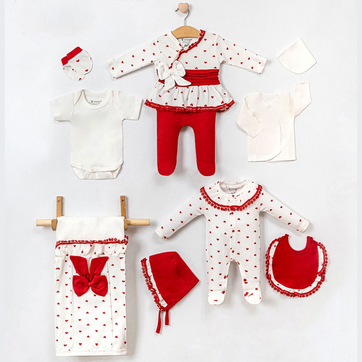 KALPLİ DANTELLİ TULUMLU 10 LU BEBE ZIBIN SET 3007