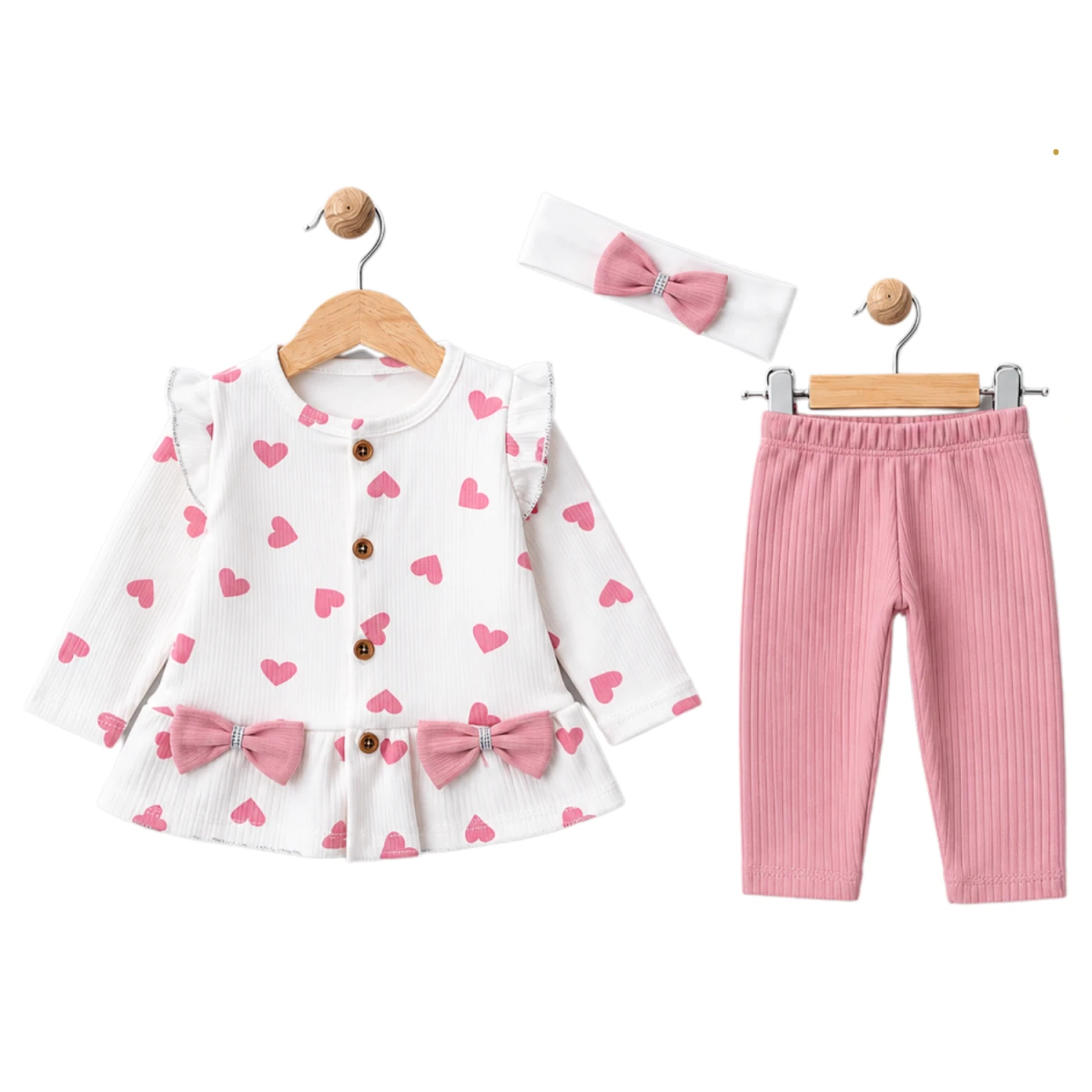 KALPLİ FİYONK BANDANALI FİTİLLİ KIZ BEBE TAKIM 1469