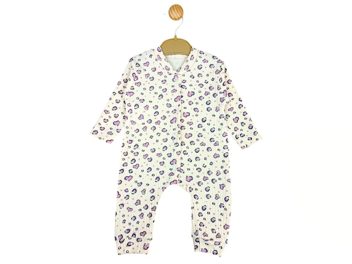 KALPLİ LEOPAR BASKILI MANŞETLİ PENYE BEBE TULUM 100152