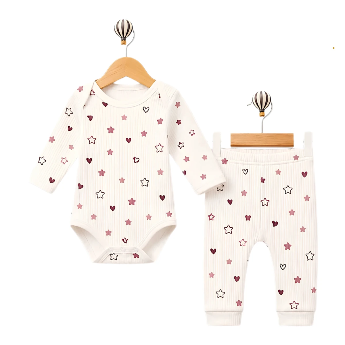 KALPLİ YILDIZ PAMUKLU BADİLİ 2 Lİ BEBE TAKIM 50178