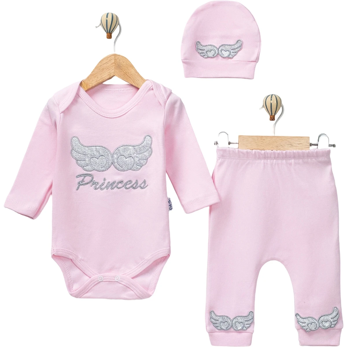 KANATLI KIZ BEBE 3 PARÇA BADİLİ TAKIM 1850
