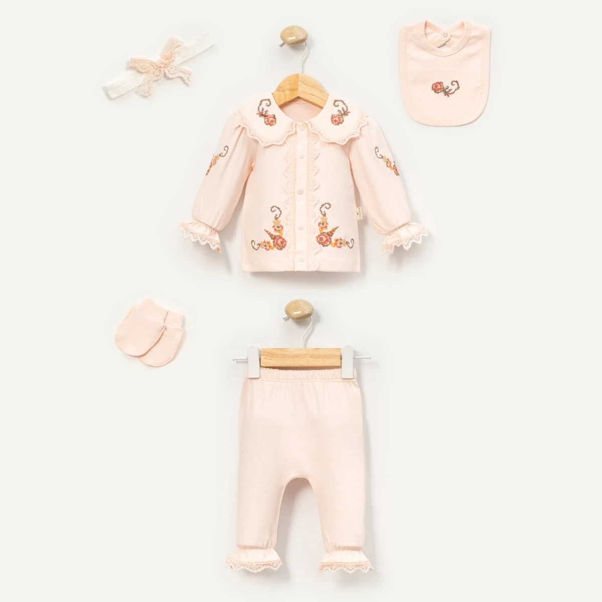 KANAVİÇE NAKIŞLI PAMUKLU 5 Lİ ZIBIN SET 2140