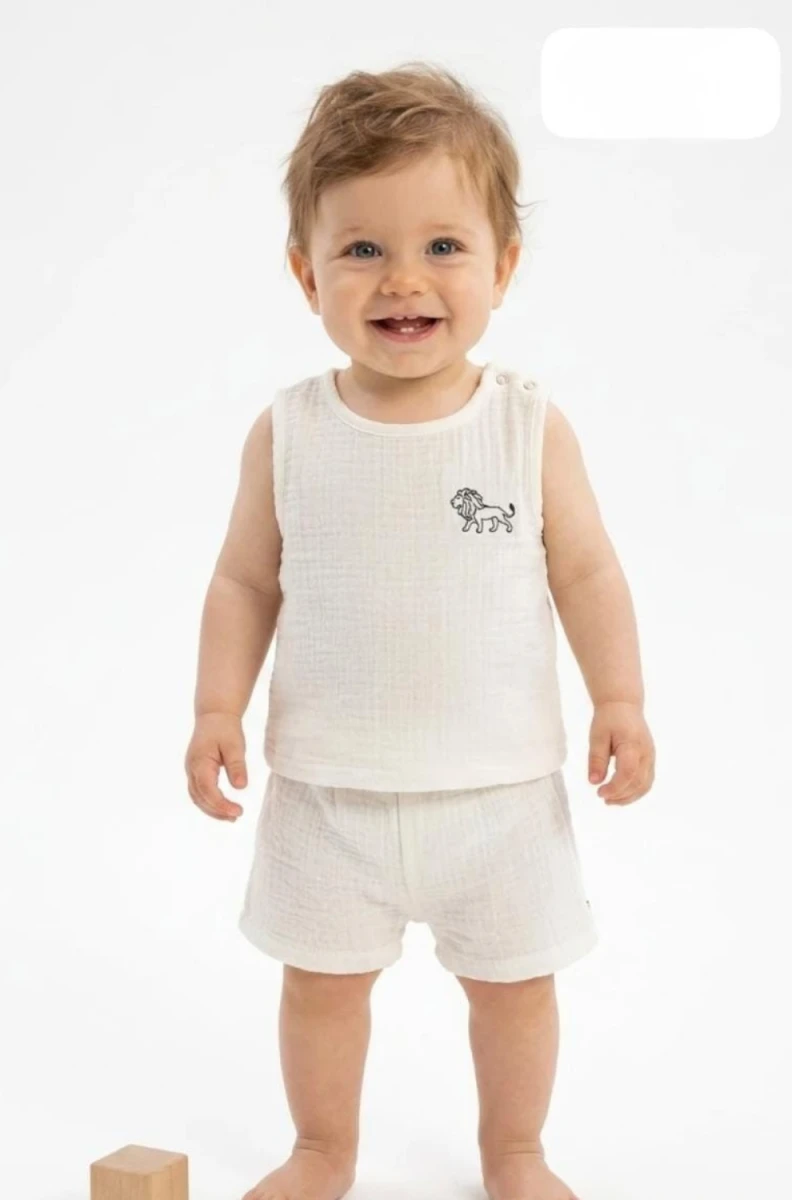 KAPLAN NAKIŞLI ASKILI ERKEK BEBE 2'Lİ TAKIM 063