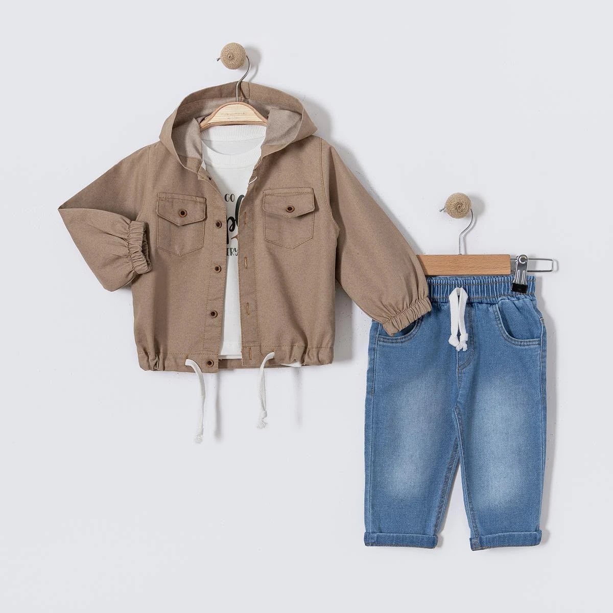 KAPÜŞONLU DENİM BEBE TAKIM 6343
