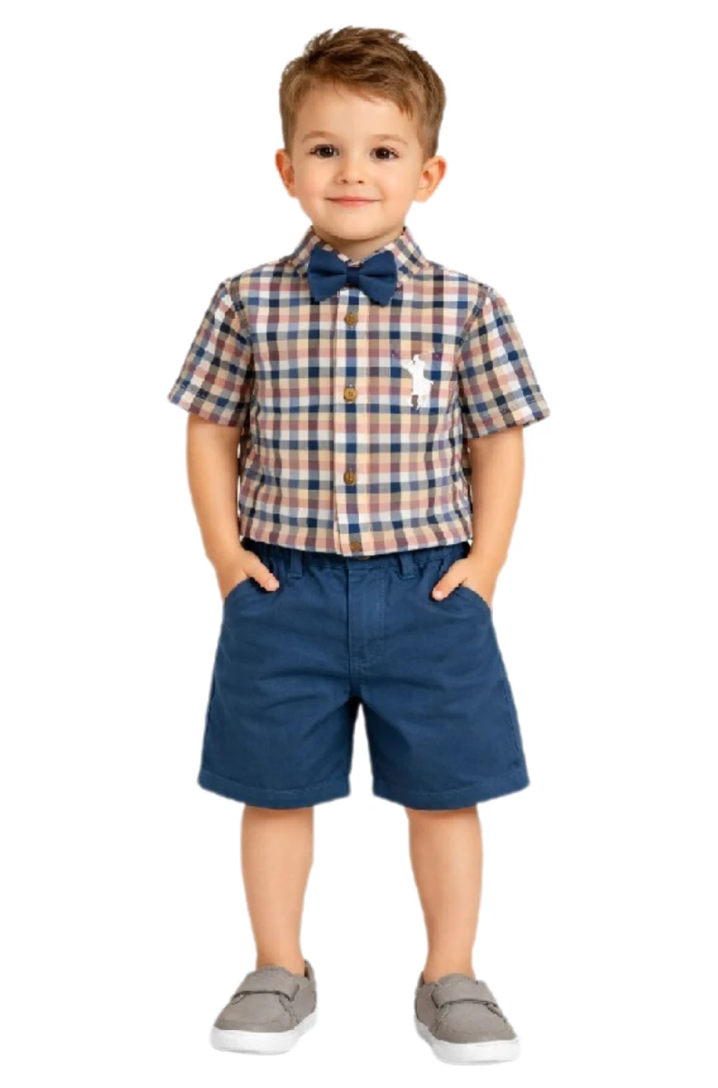 KARELİ DESEN GÖMLEKLİ ERKEK BEBE 2 Lİ TAKIM 1032