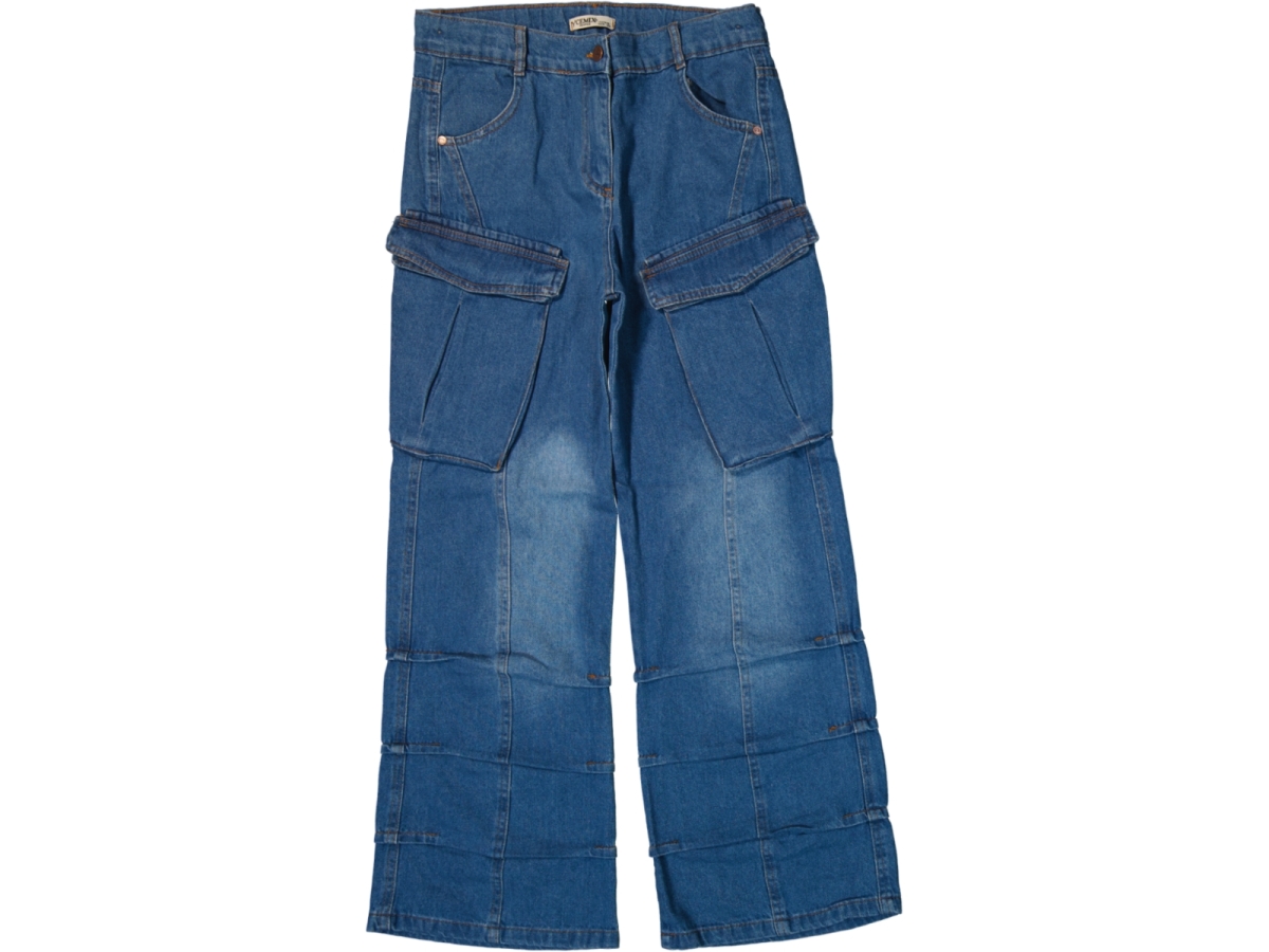 KARGO CEPLİ PİLELİ KOT PANTOLON 