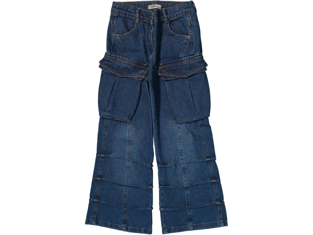 KARGO CEPLİ PİLELİ KOT PANTOLON 