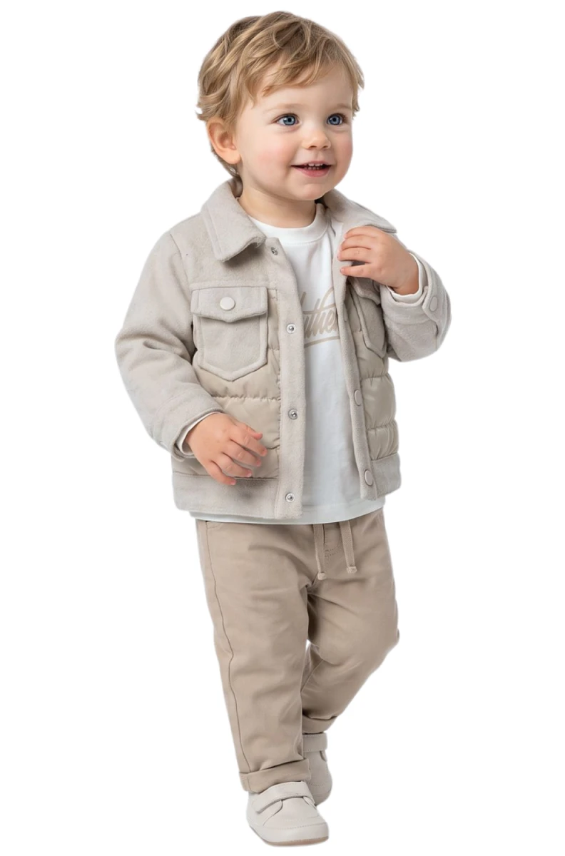 KAŞE MONTLU 3 LÜ ERKEK BEBE TAKIM 8056