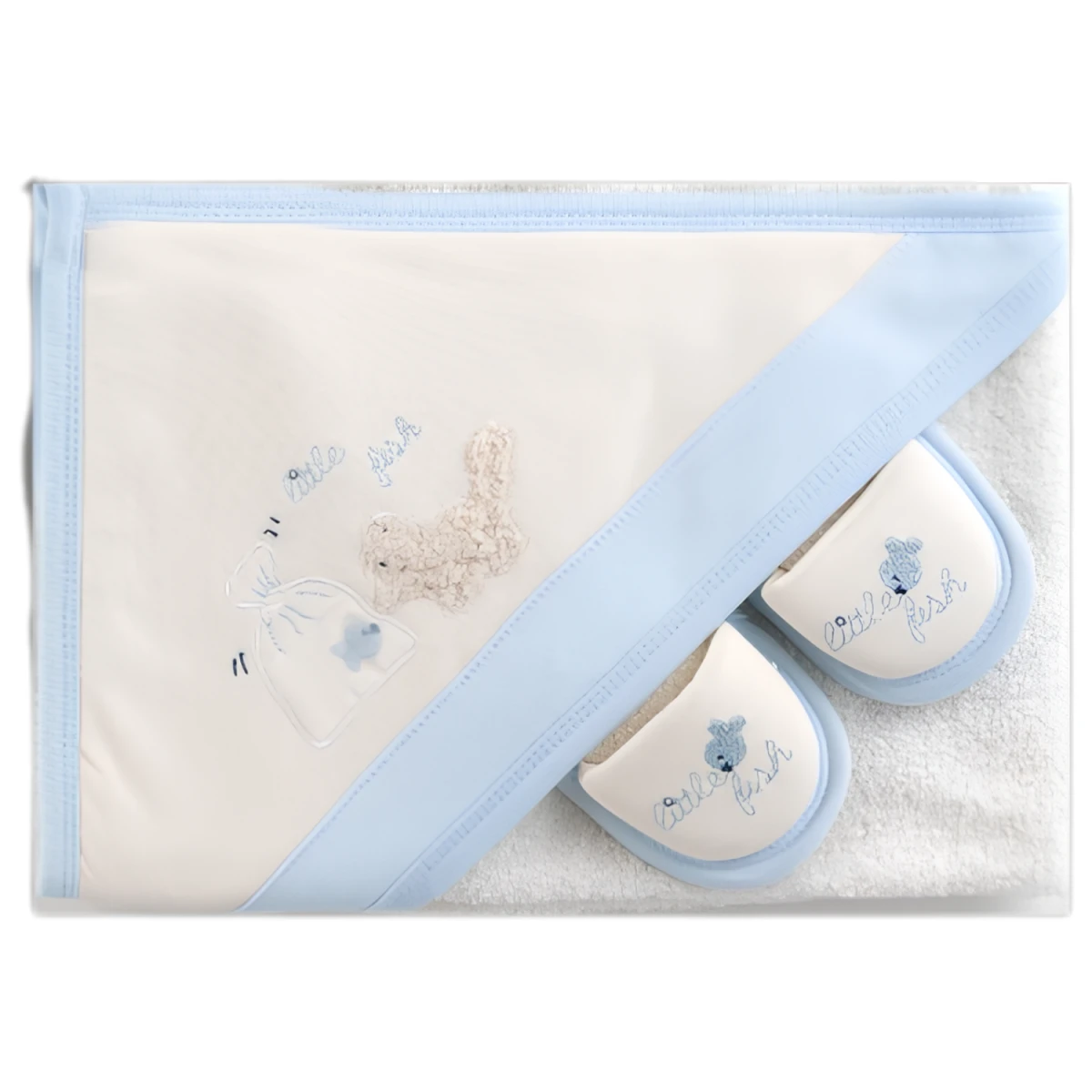 KEDİ NAKIŞLI BEBE BORNOZ SET 8804