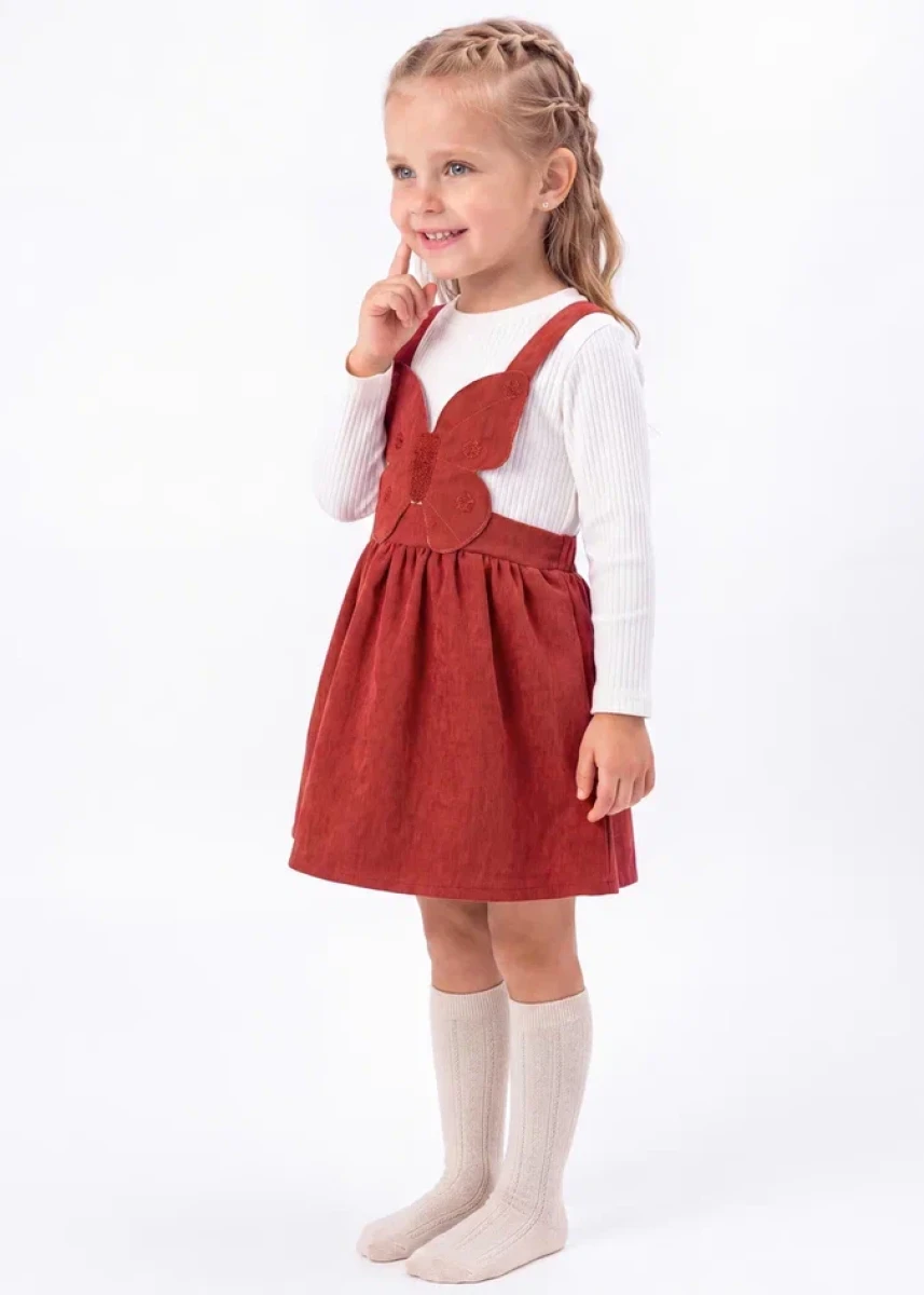 KELEBEK APLİKELİ KIZ ÇOCUK ELBİSE 5202