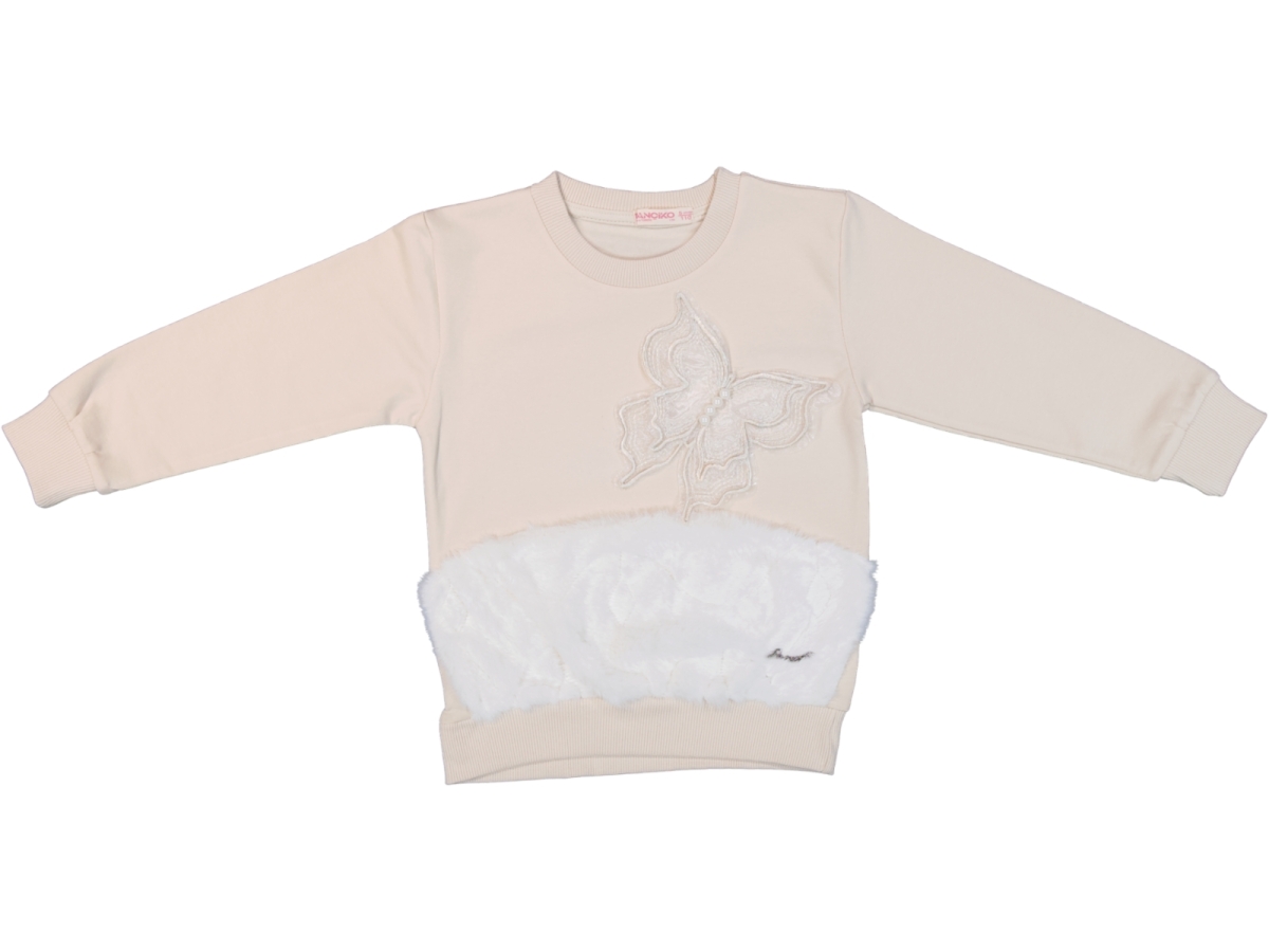 KELEBEK APLİKELİ PELUŞLU 3 İP KIZ ÇOCUK SWEAT 7622