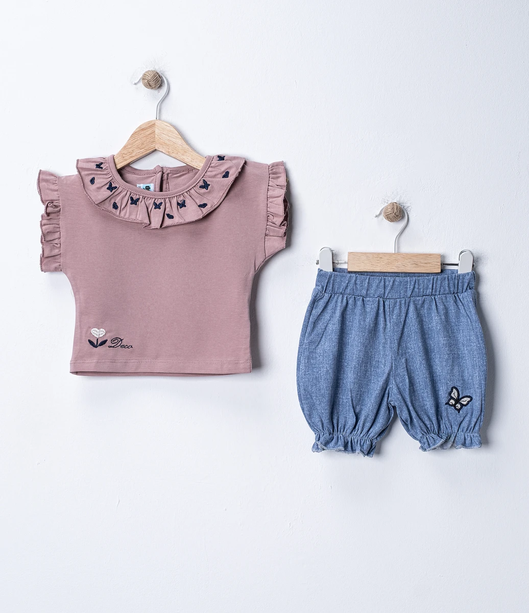 KELEBEK DECO NAKIŞLI KIZ BEBE TAKIM 27316