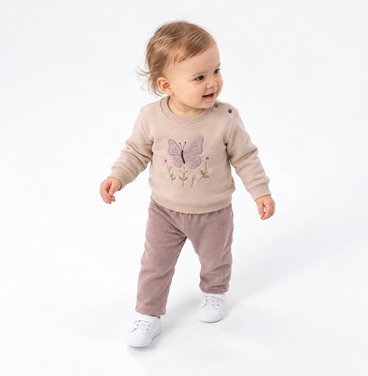 KELEBEK NAKIŞLI 3 İP KIZ BEBE TAKIM 57492
