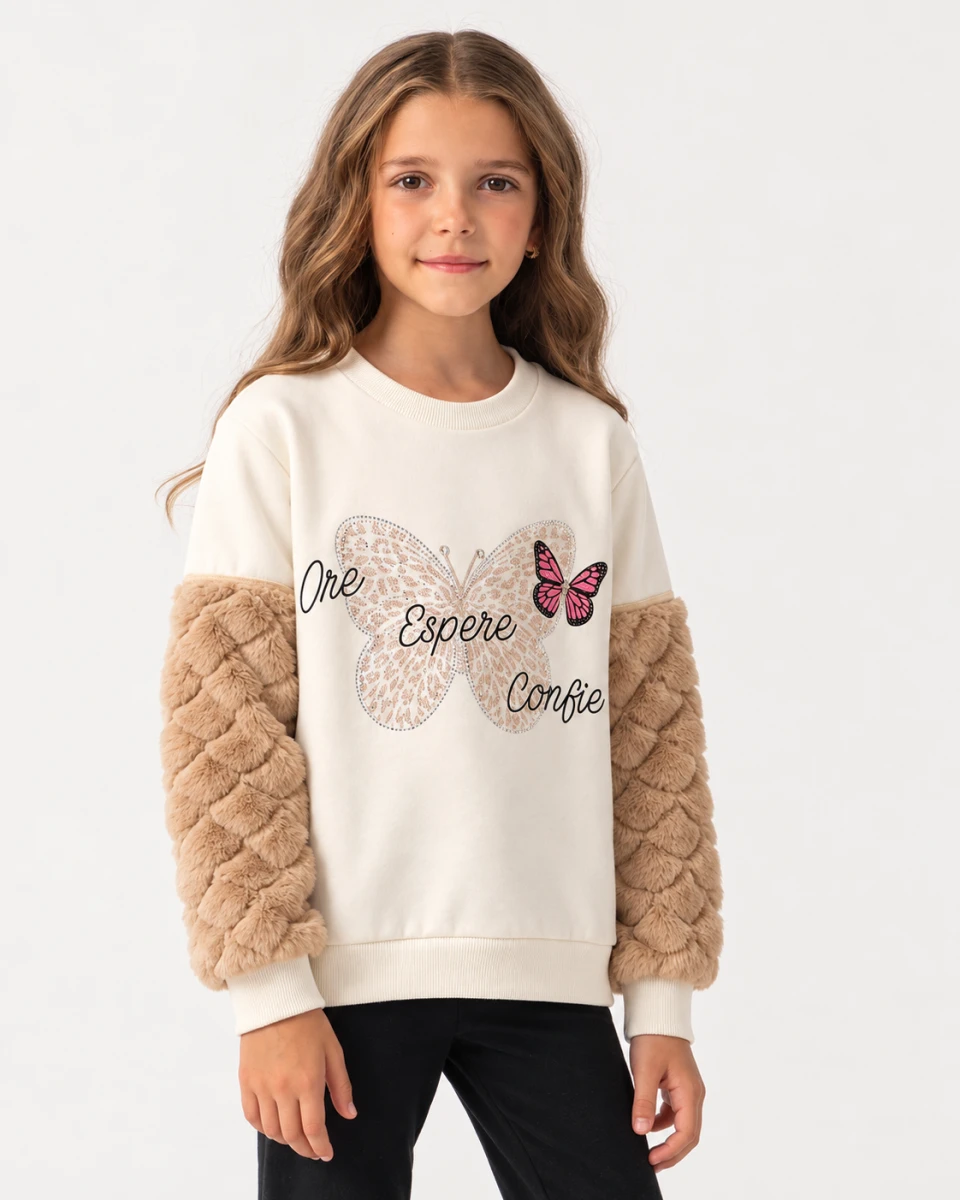 KELEBEKLİ 2 İP ŞARDONLU KIZ ÇOCUK SWEAT 7905
