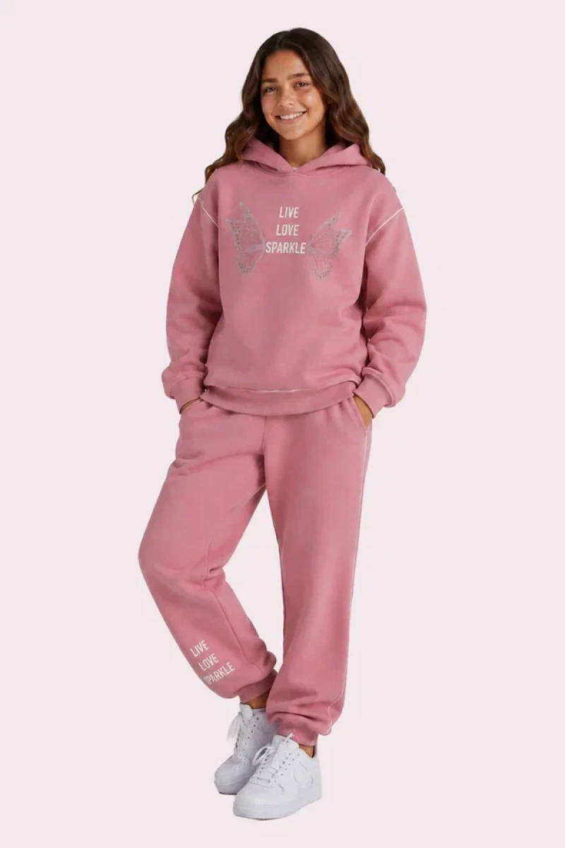 KELEBEKLİ 3 İP KIZ ÇOCUK EŞOFMAN TAKIM R26462