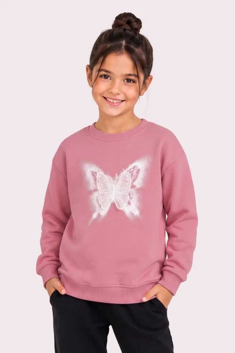 KELEBEKLİ 3 İP KIZ ÇOCUK SWEAT R26760