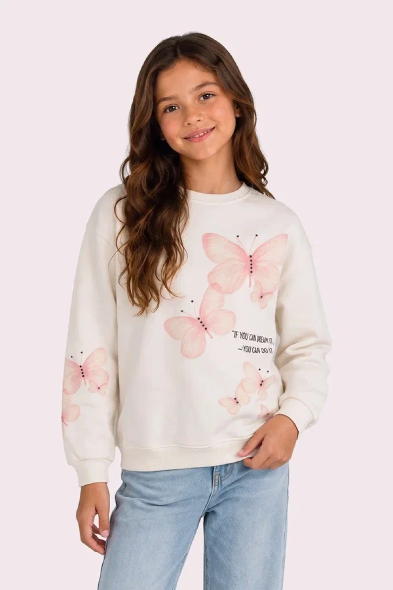 KELEBEKLİ 3 İP KIZ ÇOCUK SWEAT R26861